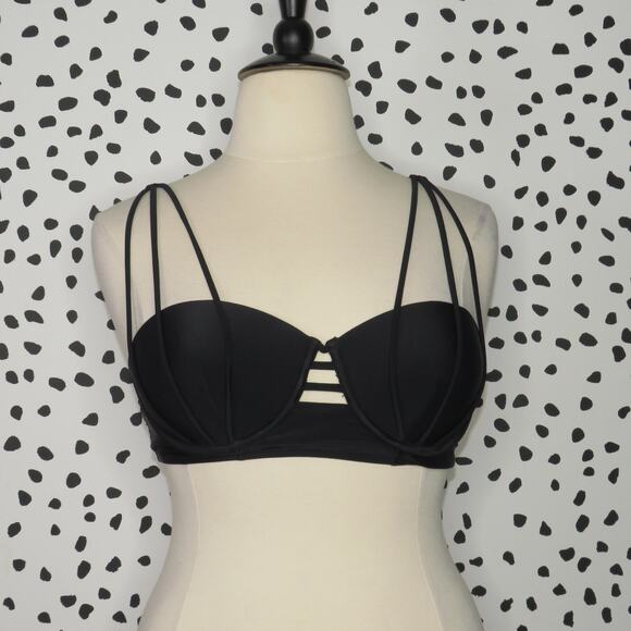 Adore Me Black Strappy Cut Out Underwire Bikini Swim Top - Picture 3 of 9